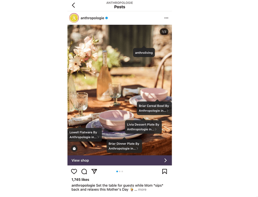 Anthropologie Instagram Product Tagging