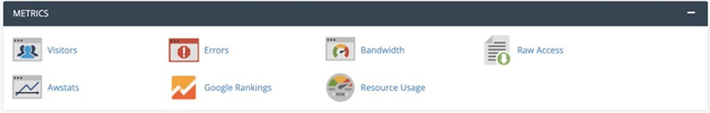 Check your website’s analytics in the Metrics section of cPanel.