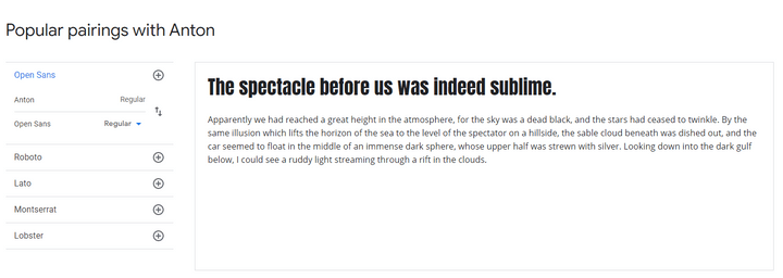 google fonts anton pairings example