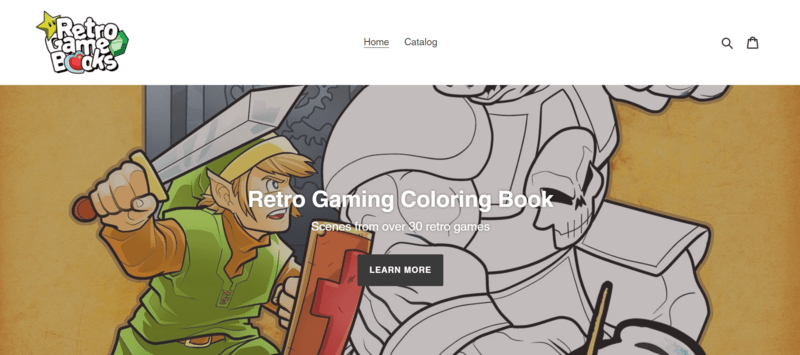 homepage of a online store featuring retro Zelda art