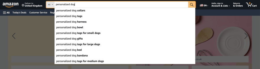 Amazon auto-complete