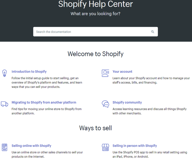 shopify help center