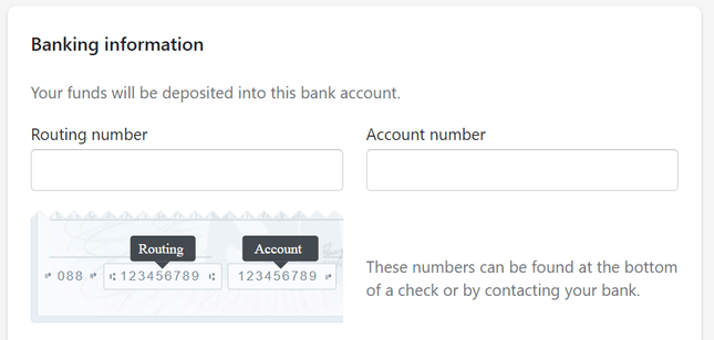 entering bank information