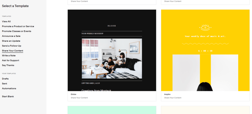 Email templates for Squarespace's email marketing