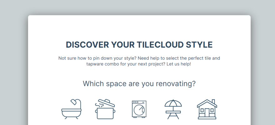Quiz on TileCloud's website helping customers find their TileCloud style