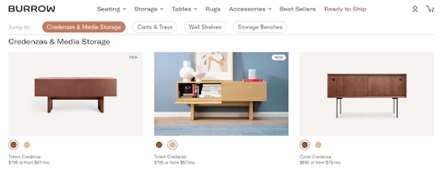 Ecommerce store Burrow