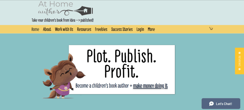 a children's book authors' website with an illustrated hedgehog mascot