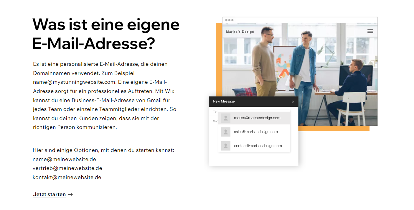 Wix E-Mail-Adresse