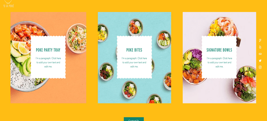 wix restaurant template o ia poke catering