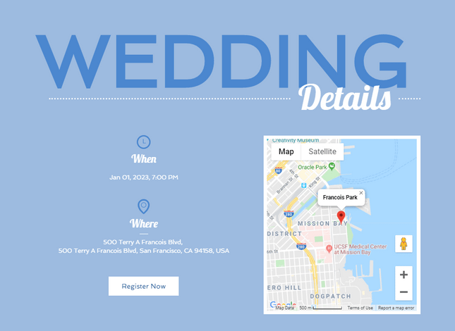 wix wedding template map example