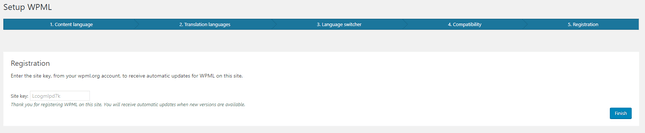 wpml setup last stage registration